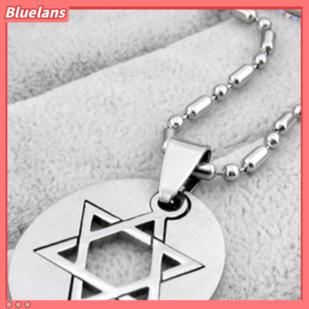 [BLS] Kalung Rantai Manik-Manik Magen David Hexagram Anti Karat Unisex Bisa Dilepas