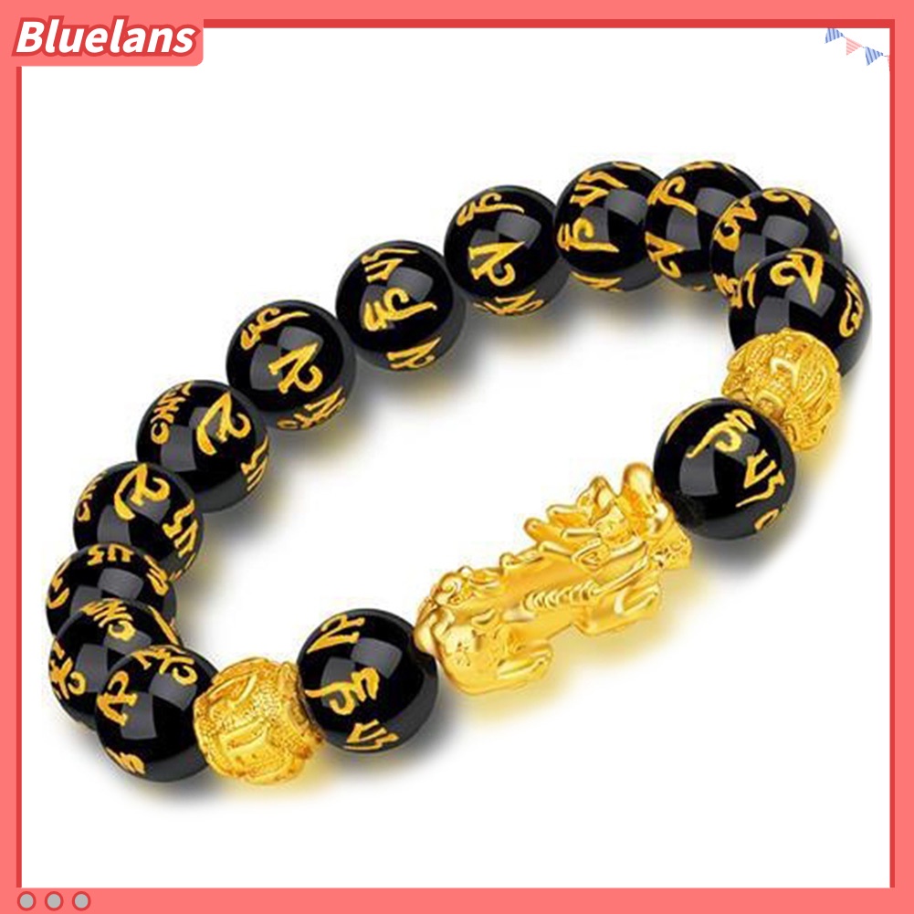 [BLS] Fashion Unisex Faux Obsidian Bead Good Luck Pi Xiu Gelang Fortune Perhiasan Hadiah