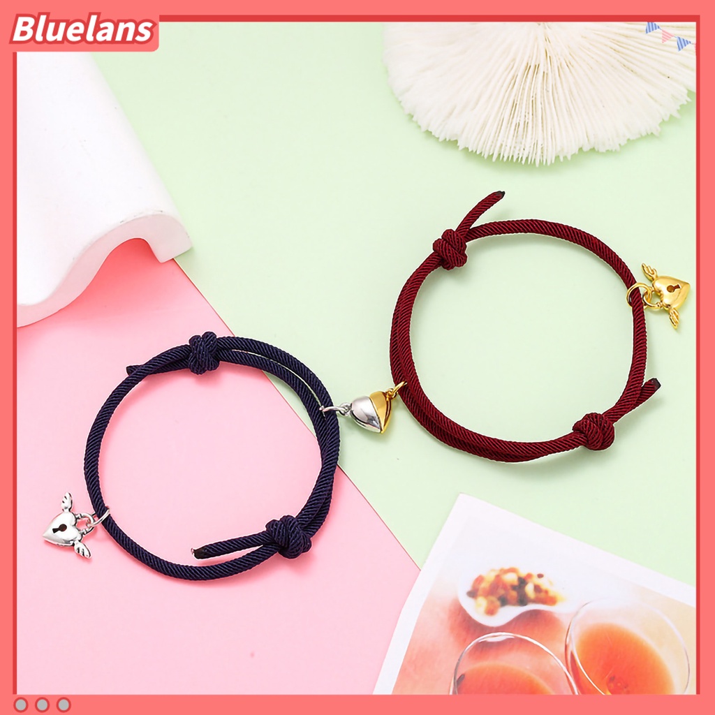 [BLS] 1pasang ic Gelang Nilon Tali Tangan Buatan Tangan Adjustable Electroplating Liontin Tidak Luntur Hias Pecinta Menarik Atraksi Hati Gelang Perhiasan Aksesori