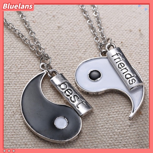 [BLS] 2pcs/set Sahabat Tai Chi Yin Yang Diukir Bar Liontin Split Kalung Hadiah