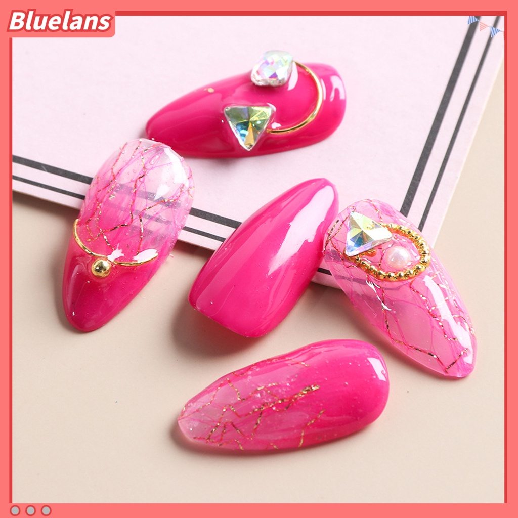 [BLM] 1box Stiker Jaring Kuku Tempel Kuat Panjang Memakai Stiker 3D Nail Art Mesh Stiker Untuk Anak Perempuan