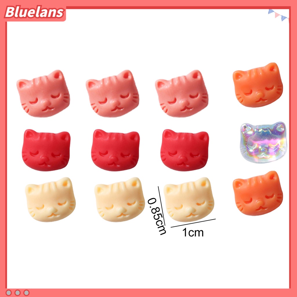 [BLM] 30pcs /Set Ornamen Kuku Efek 3D Tidak Luntur Warna-Warni Kepala Kucing Kuku Berlian Gaya Peri Dekorasi Untuk Wanita