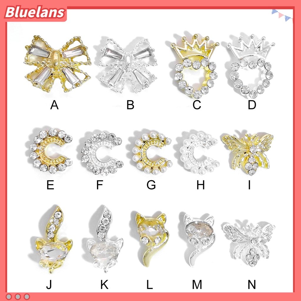 [BLM] Dekorasi Kuku Bentuk Kreatif Efek Visual Mengkilap Berkilau Desain Mutiara Imitasi Aplikasi Lebar Paduan Tahan Luntur 3D Nail Art Charms Manicure Jewelry Perlengkapan Kuku