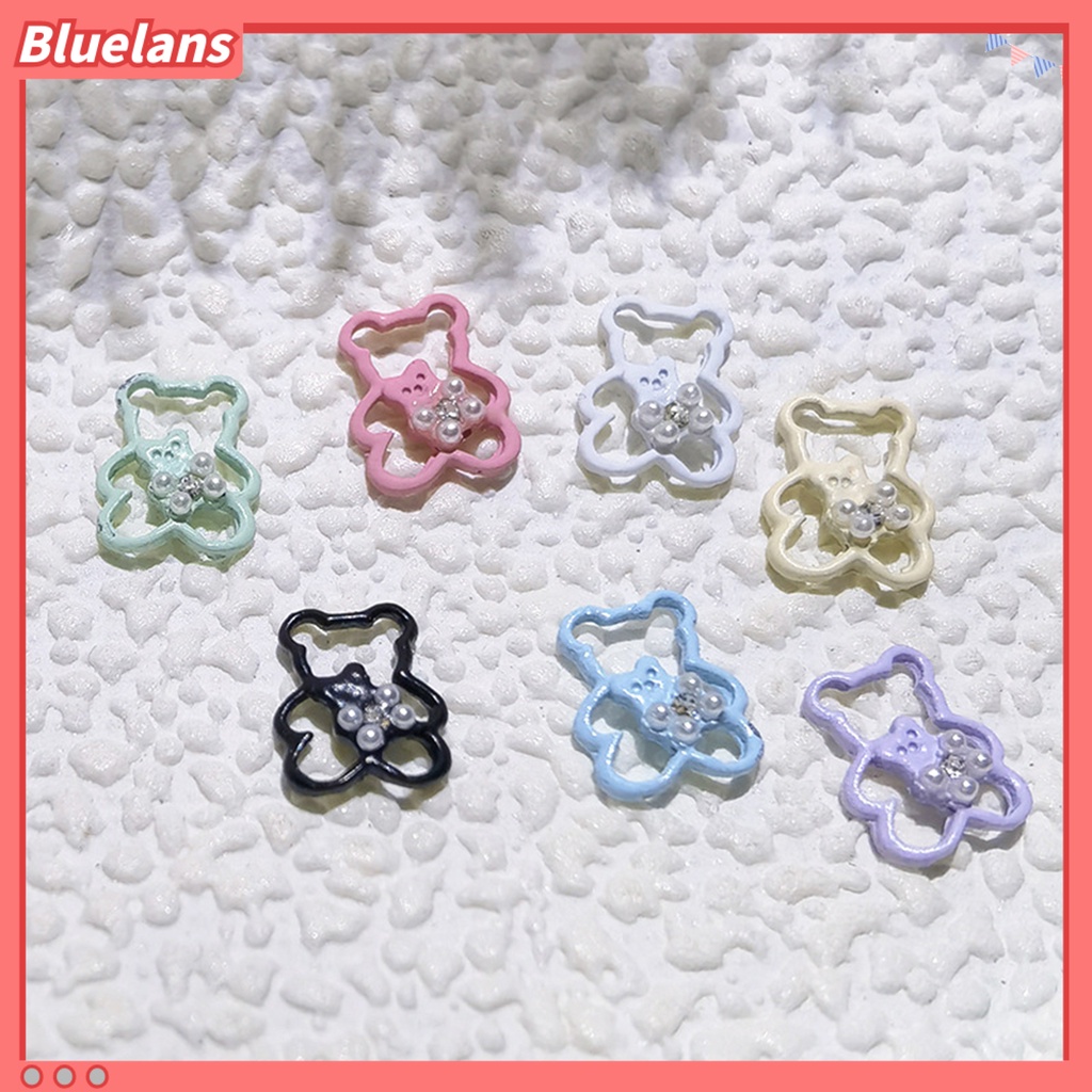 [BLM] 2pcs Dekorasi Kuku 3D Efek Visual Bentuk Kreatif Warna Hidup Tepi Halus Aplikasi Lebar Paduan Hias Warna-Warni Kartun Beruang DIY Dekorasi Nail Art Perlengkapan Kuku