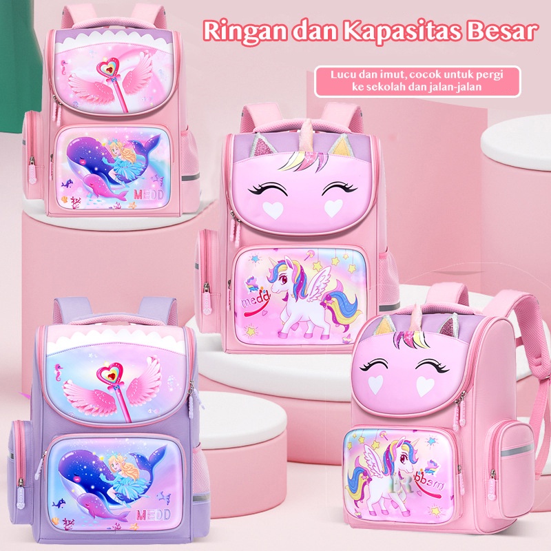 Tas Sekolah S-019 S-020 S-021 S-022 Tas Anti Air Untuk Anak Perempuan Motif Kuda Poni Unicorn Putri 