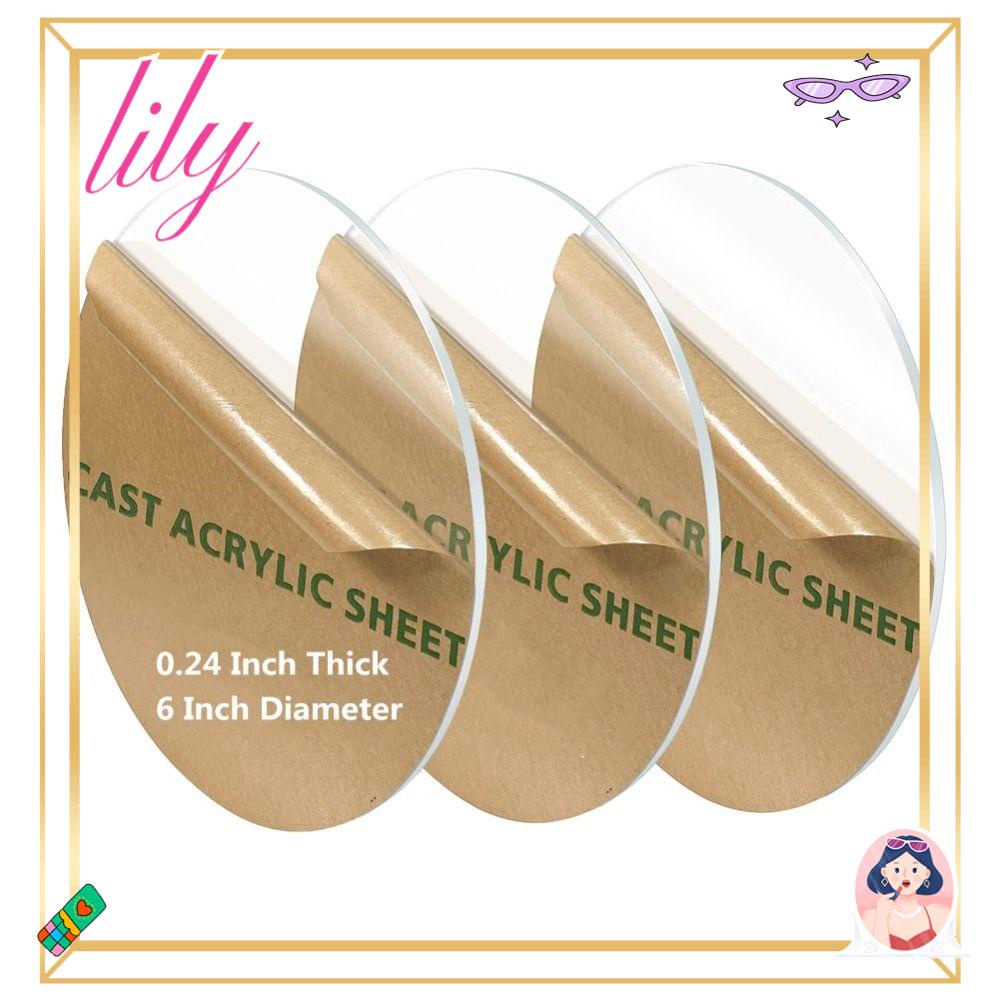 Lily 3pcs Acrylic Sheet Papan Akrilik Bening Bulat Tebal 0.24inch