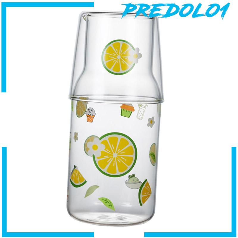 [Predolo1] Bedside Carafe water Carafe Gelas Set Untuk Jus Minum Kulkas Kantor