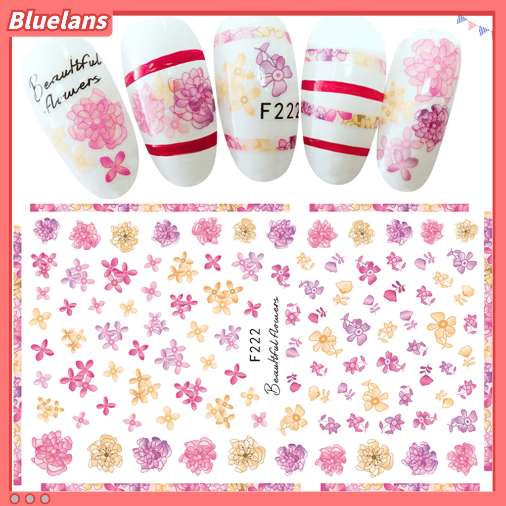 [BLM] 1lembar Desain Bunga Daun Nail Art Stiker Decals Tips DIY Manicure Decor