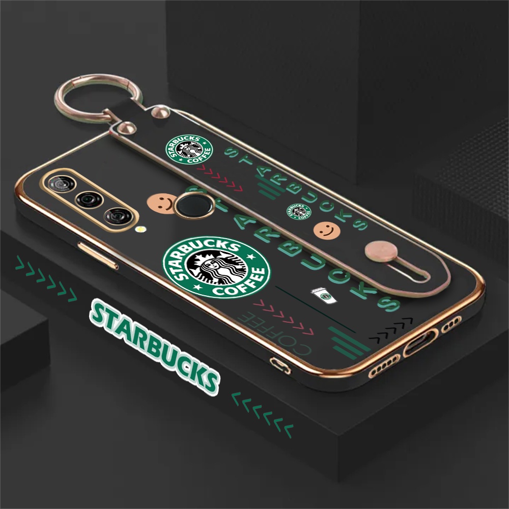 Casing Mewah Huawei Y6P 2020 Y7A Y9S Y7 Pro Y9 Prime 2019 Nova 5T 8i 7i 7SE Nova 3i Starbucks Stand Holder Lipat Plating Fashion Karet Soft Cover