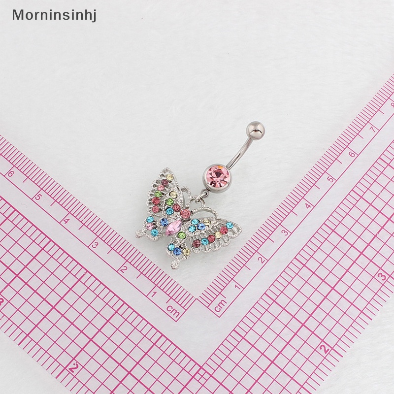 Mornin Colorful Butterfly Belly Navel Ring Stud Belly Button Rings Alloy Liontin Belly Bar Untuk Wanita Sexy Pusar Tubuh Perhiasan id