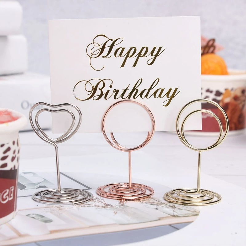 [Harga Grosir]mini Metal Tempat Kartu Kertas Menu Holders Emas Bentuk Hati Foto Klip Nomor Meja Nama Sign Stand Perlengkapan Pesta Ulang Tahun Pernikahan Dekorasi Desktop Rumah