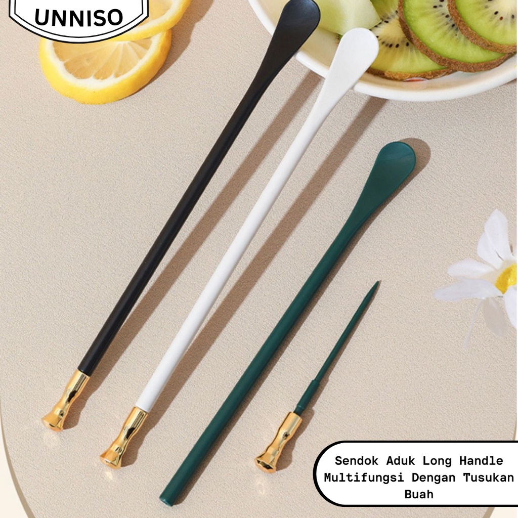 UNNISO -Sendok Aduk Long Handle Multifungsi Dengan Tusukan Buah