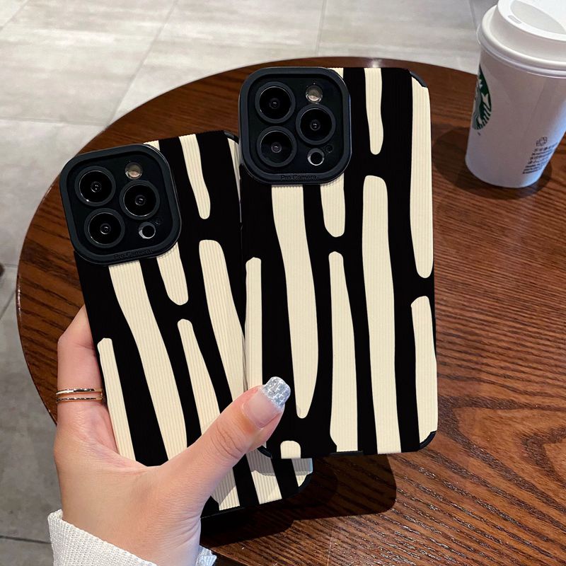 All New Hot Fashion Leather Soft Case IPhone 6S 7 Plus 8 Plus X XS XR XS Max 11 13 12 14 PRO Max 14 Plus SE Mini Phone Case Girl Girl Women Irregular black and white stripes