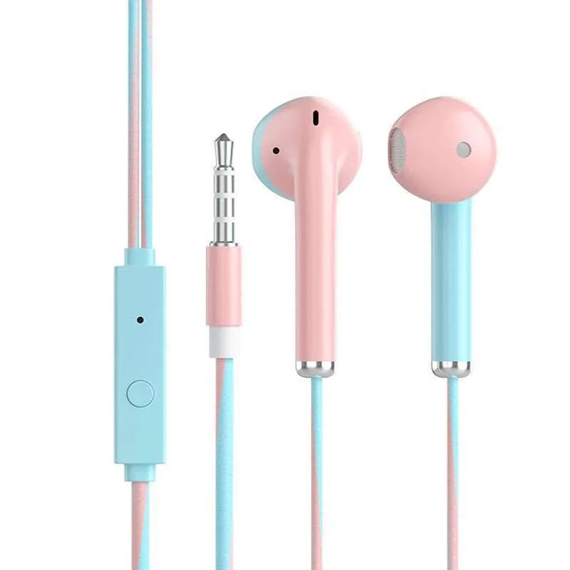 GOS -I405- Headset Macaron U24 - Headset Kabel Dua Warna Earphone - Earphones Two Tone Color Hifi Stereo Extra Bass