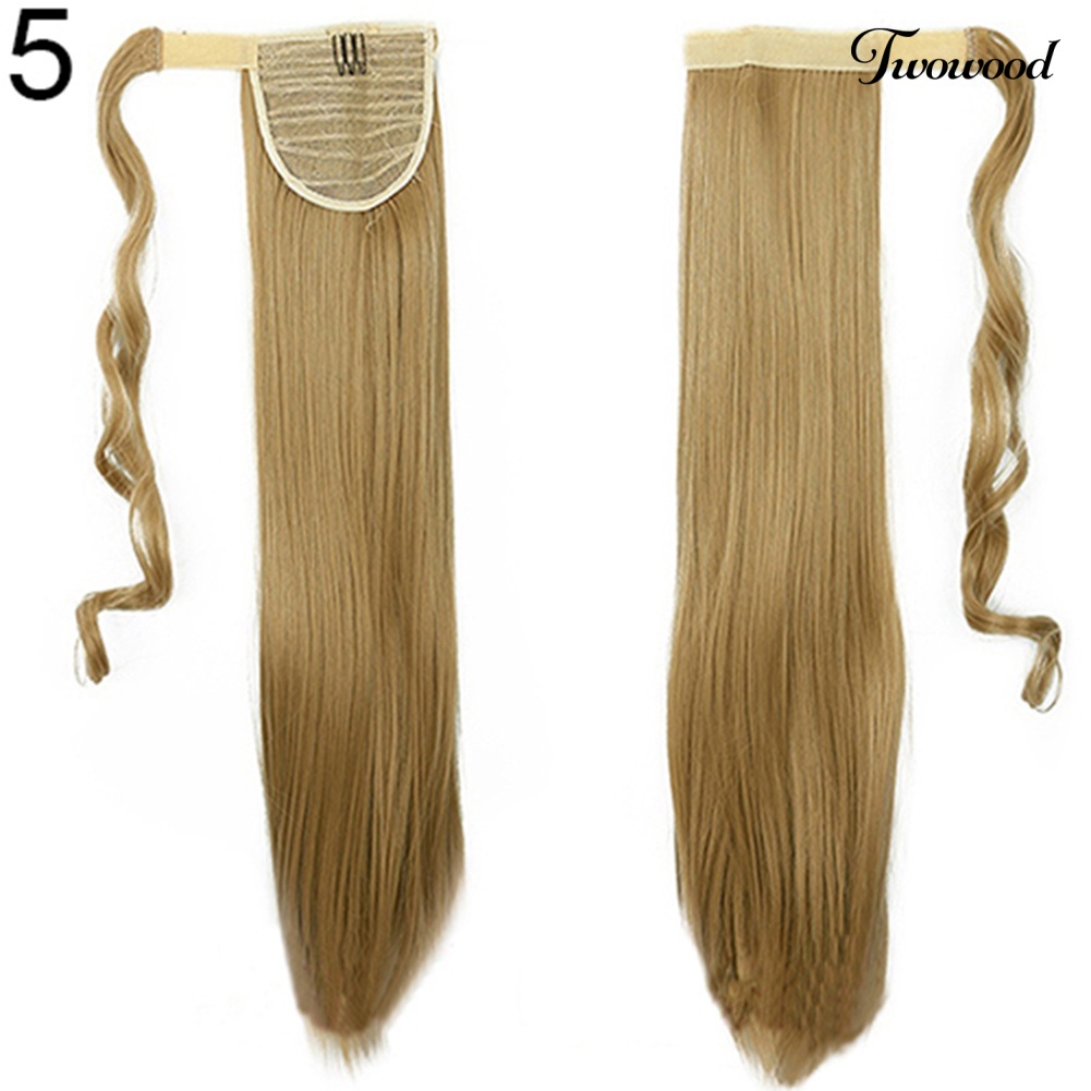 Twowood Wanita Gadis Panjang Lurus Bergelombang Ponytail Wig Klip in Pony Tail Hair Extensions