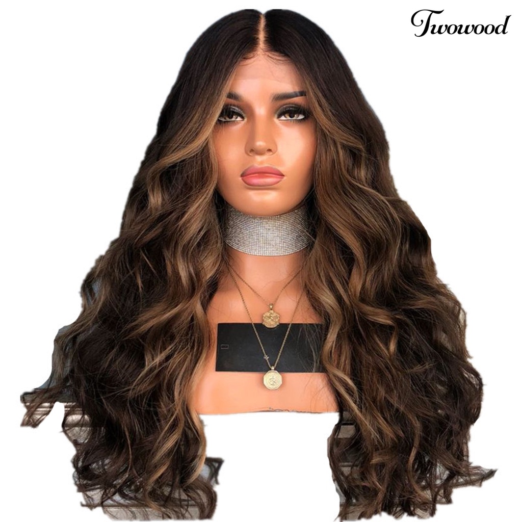 Twowood Wanita Ladies Wave Curly Rambut Wig Coklat Rose Net Pesta Perjamuan Tutup Kepala Sopak