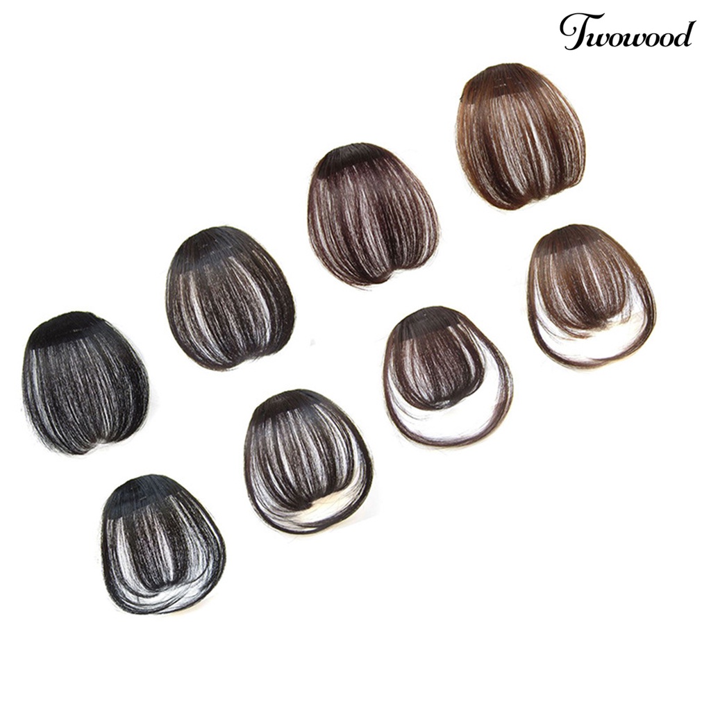 Twowood Wig Bang Ultra Tipis Ekstensi Rambut Serat Suhu Tinggi Pendek Fashion Sopak Fringe Untuk Wanita