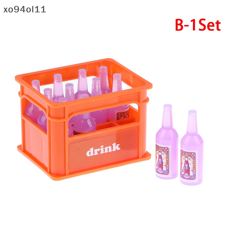 Xo 1Set 1:12 Rumah Boneka Miniatur Soda Drink Drinks Botol Dengan Kotak Mini Food Modle Dekorasi Dapur Mainan Aksesoris Rumah Boneka OL