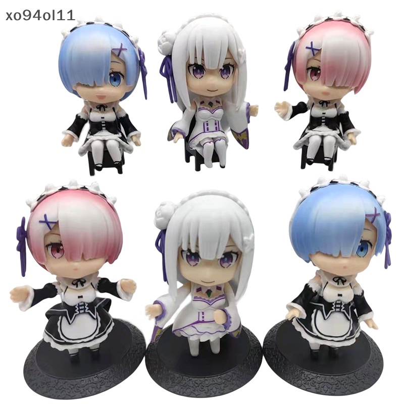 Xo 6Pcs Kehidupan Di Dunia Yang Berbeda Dari Zero Model Patung Anime Rem Apron Maid Dress Up Figure Patung Mainan Boneka Ornamen Desktop OL