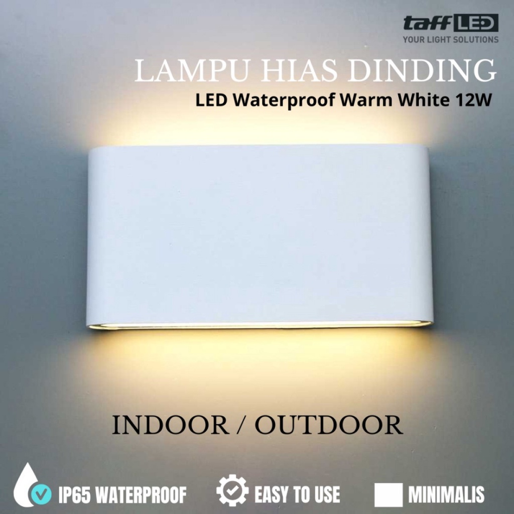 TaffLED Lampu Dinding Hias Outdoor LED Waterproof Warm White 12W