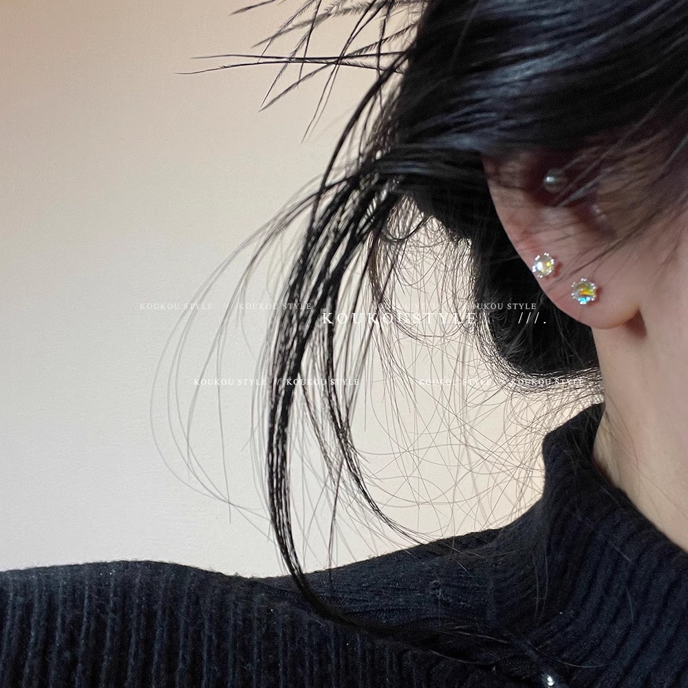 Anting Perak Moonstone Korea Hias Berlian Stud Earrings Untuk Aksesoris Perhiasan Fashion Wanita