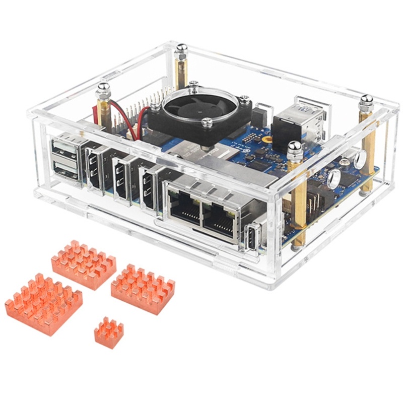 Case zzz-Untuk Orange Pi 5plus Shell- Akrilik Transparan-Kotak Untuk Orange Pi5 Plus Motherboard Cooling Fan Heatsink Pads