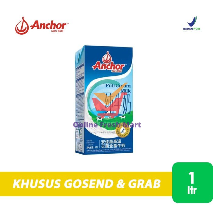 

Anchor Full Cream UHT Milk / Susu UHT [1 Liter] - Online Fresh Mart Denpasar