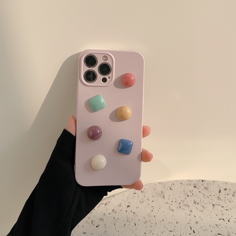 Fashion Colorful Gemstone Soft Silicon Case iP iPhone 14 + Plus 11 12 13 Pro Max Cream FTD Girl Woman Casing Apple