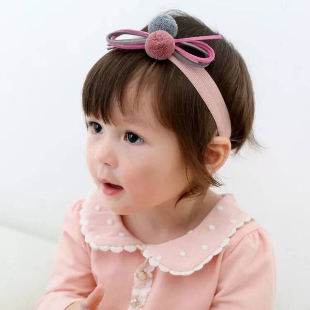 B19-Bandana IKAT POMPOM Bayi Pita