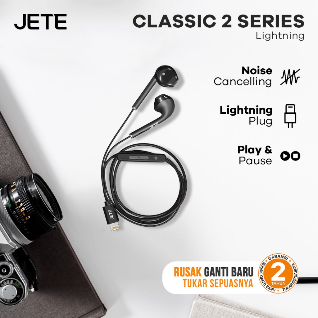 Headset Earphone Lightning JETE Classic 2 - Garansi 2 Tahun