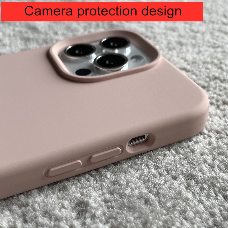 IPHONE Casing Ponsel Warna Permen Silikon Mewah Untuk Iphone11 12 13 14 Pro Max14 Plus Tepi Lurus Soft Shell Shockproof Cover