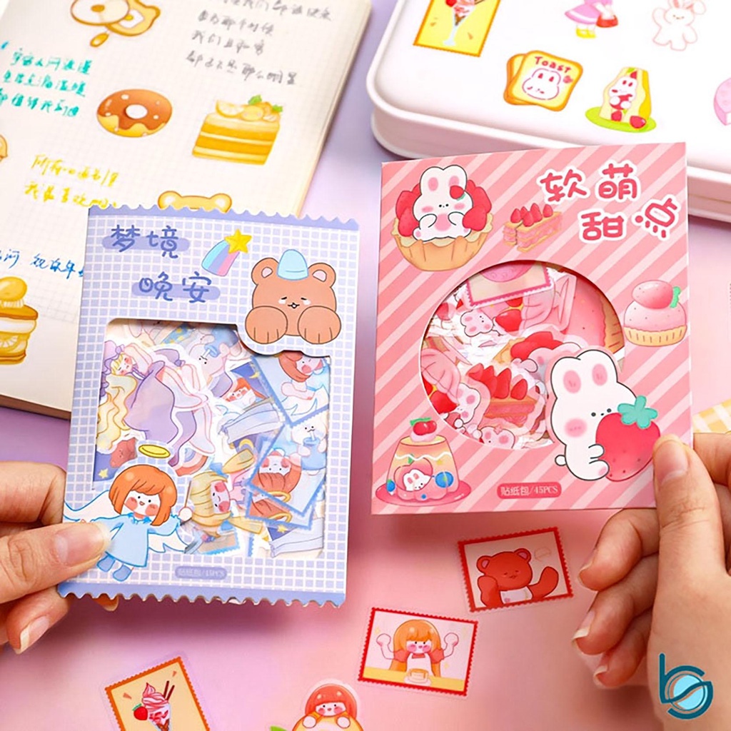 

45 Pcs Kartun Makanan Penutup Seri Stiker Paket Alat Tulis Siswa Deco DIY Stiker - Best Stationary
