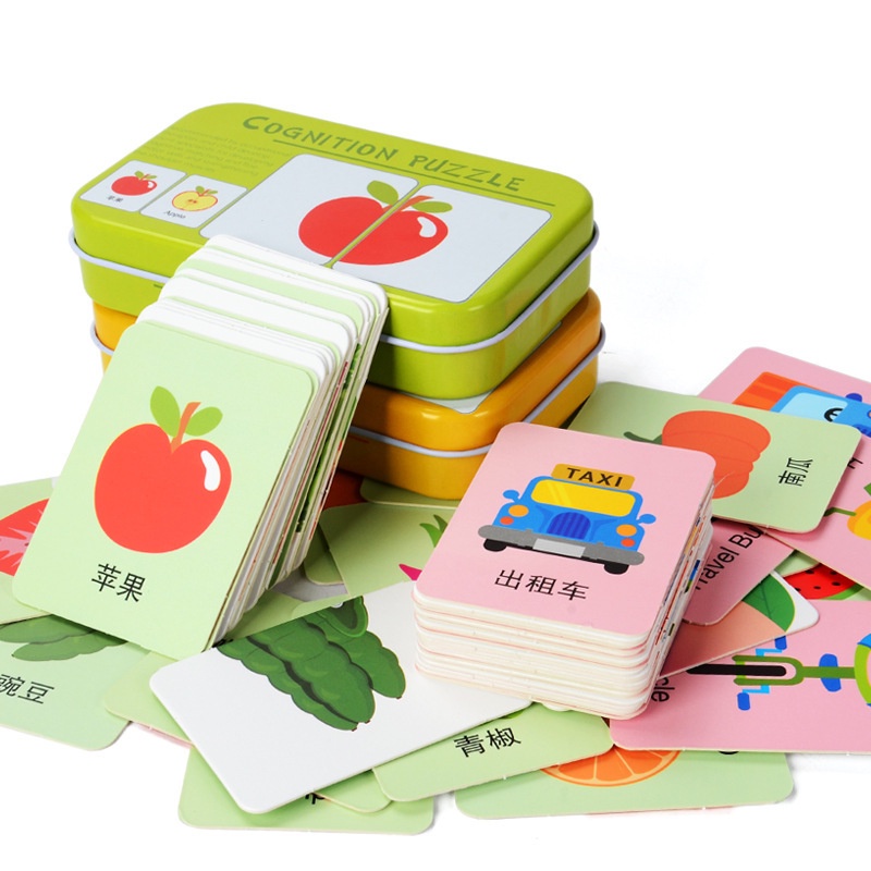 Lucu Hewan Menarik Lalu Lintas Buah Kebutuhan Sehari-Hari Permainan Kartu Grafik Korek Api Montessori Cognition Mainan Kreatif Edukasi Awal Mainan Puzzle Dua Sisi Untuk Anak