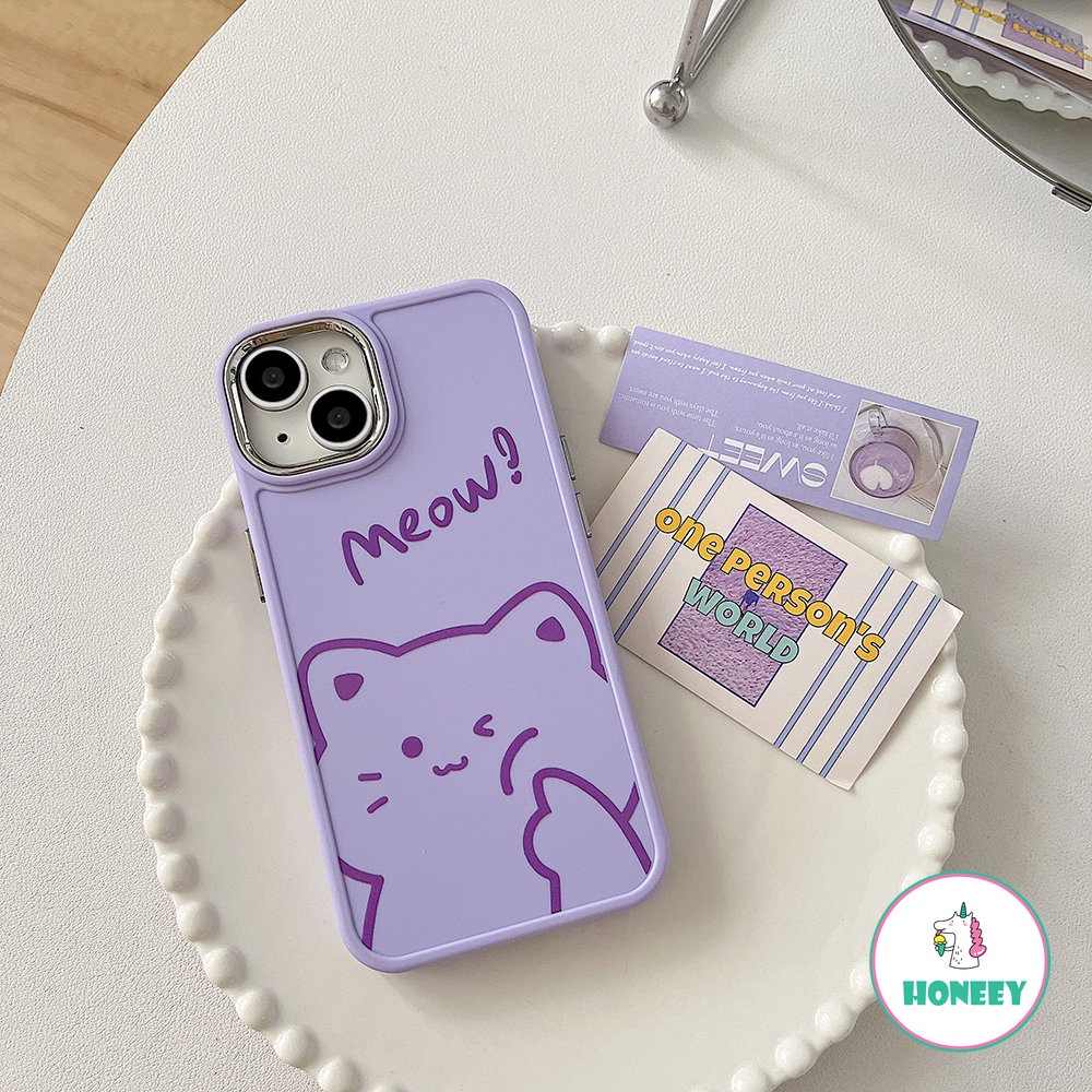 Casing Kucing Indah Sederhana Untuk iPhone 14 Pro Max13 12 Pro Max Case Untuk iPhone 11 Pro Max TPU Lembut Ungu Shockproof Back Cover