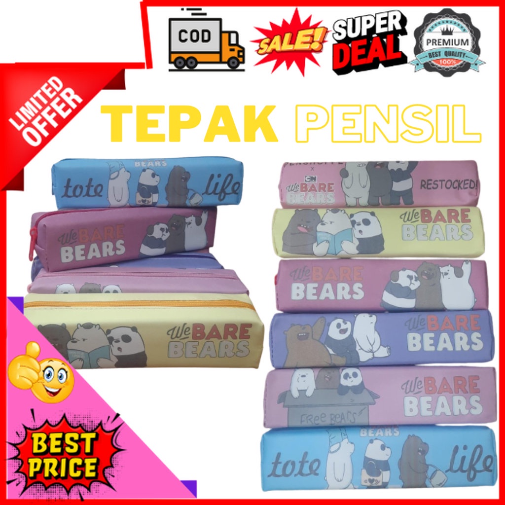 Perlengkapan Sekolah Kotak Pensil dan Tempat Pensil Aesthetic Bear Beruang Anti Air / Tepak Tempat P