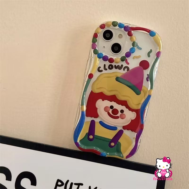 Case Badut Lucu Imut Untuk VIVO Y36 Y31 Y35 Y12 Y21 Y20 Y15s Y16 Y22 Y15 Y12i Y11 Y12s Y30 Y15A Y91C Y02 Y33s Y20i Y95 Y17 Y22s Y51 Y91 Y51A Y21s 3D Wavy Curved Edge Soft Cover