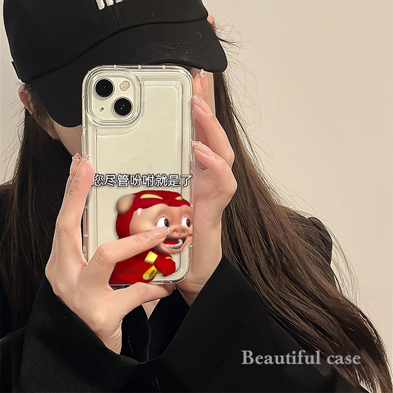 IPHONE Casing Soft Case Babi Lucu Kompatibel Untuk Iphone14 13 11 12 Pro XS Max X Xr7 +8Plus Casing Ponsel Pasangan TPU Silikon Shockproof Cover