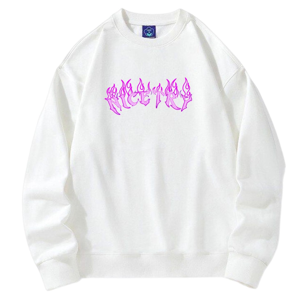 Sweater NiceTry Crewneck unisex keren kece terlaris basic  oversize  fleece  sablon