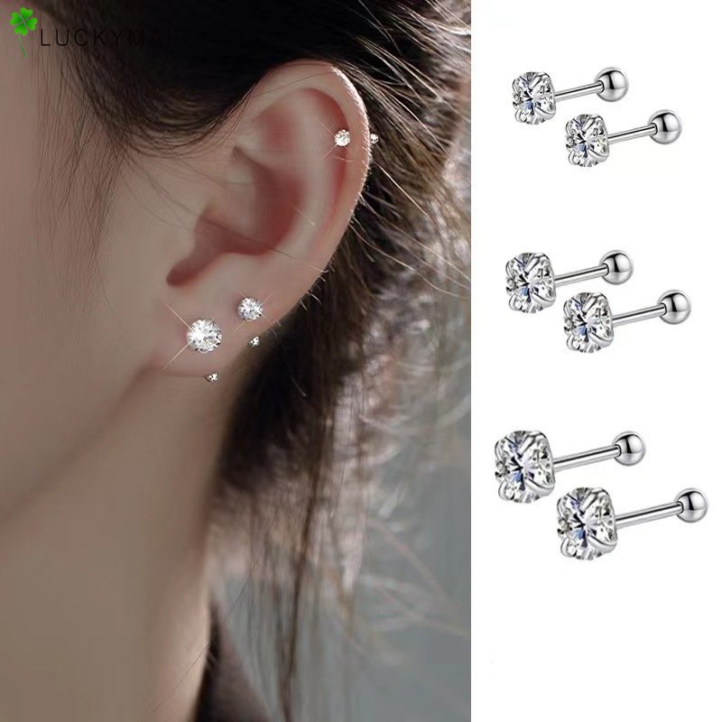 Anting Tusuk Kristal Elegan Untuk Wanita Hypoallergenic Fashion Perak Earring Perhiasan Aksesoris