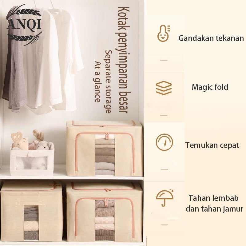 ANQI 1888 kotak penyimpanan pakaian serbaguna / mainan box tahan lembab / storage box baju besar organizer