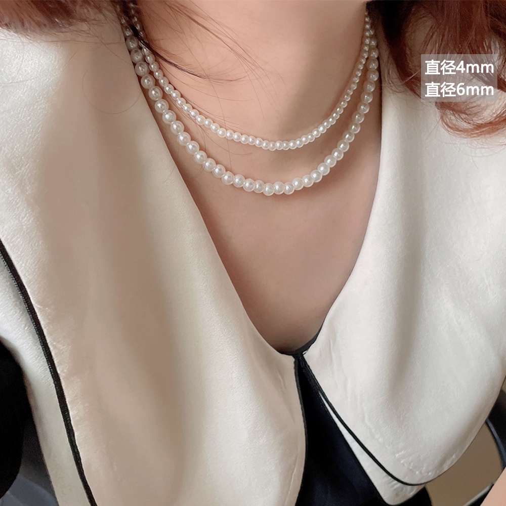 Kalung Mutiara Pearl Knotted Pearl Sweater Rantai Gaya Hepburn Manik-Manik Kalung Rantai Mutiara Panjang Cahaya Perhiasan Pakaian Mewah Selebriti Prancis Berkelas