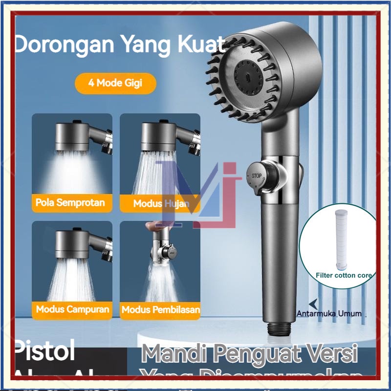 【COD】3 Mode Kepala Shower Hitam/Shower Head High Pressure/3-Mode Hand Shower Tekanan Tinggi/Kepala Shower Kamar Mandi