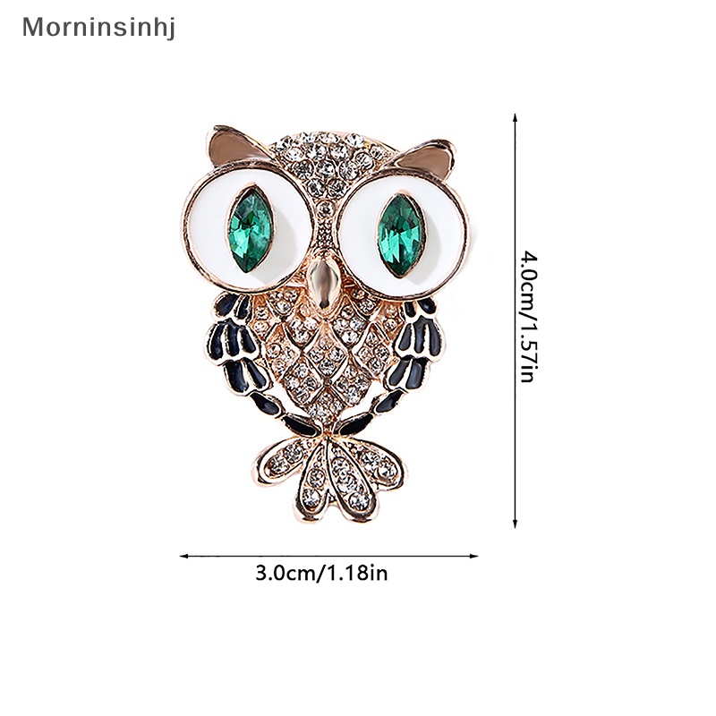 Mornin Fashion Full Berlian Drop Oil Cute Owl Bros Pin Light Bird Korsase Untuk Wanita Perhiasan Aksesoris Pakaian id