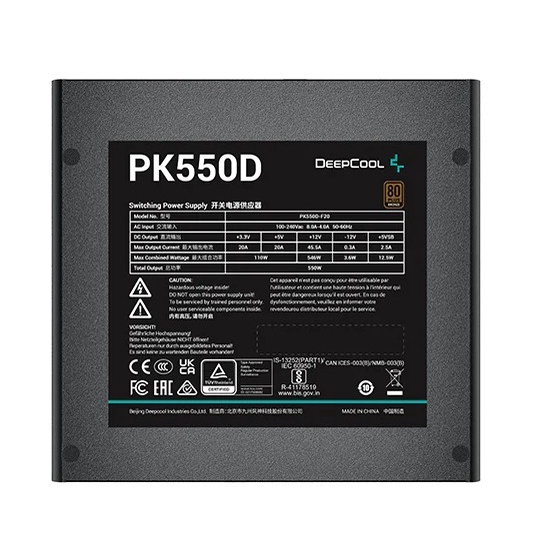 PSU DeepCool PK550D 550W 80 Plus Bronze - Power Supply ATX Non Modular