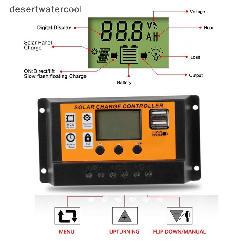 Deid LCD Solar Controller 12V /24V 30A 20A 10A Solar Charge Regulator PWM Charger LCD Display Dual USB 5V 2.5A Output MOS Martijn