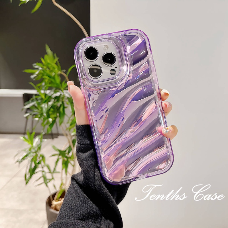 Kompatibel Untuk IPhone14 13 12 11 Pro Max8 7 6 6s Plus X Xr Xs Max SE 2020 Lasre Tebal Penutup Tepi Terang Hijau Dan Ungu Casing Ponsel