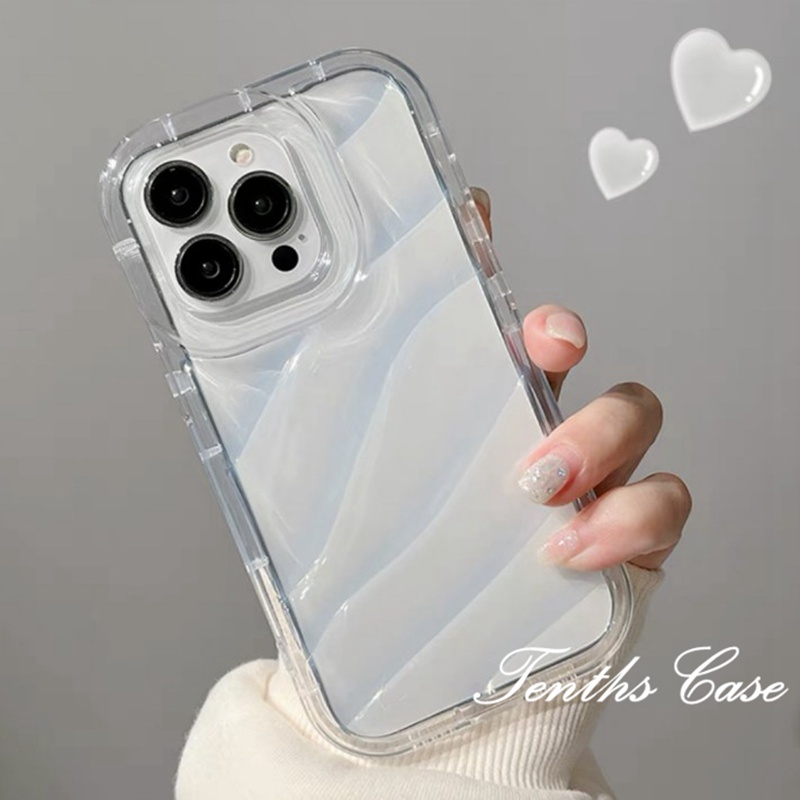 Kompatibel Untuk IPhone14 13 12 11 Pro Max8 7 6 6s Plus X Xr Xs Max SE 2020water Ripple Tebal Edge Cover Terang Ungu Dan Bening Casing Ponsel