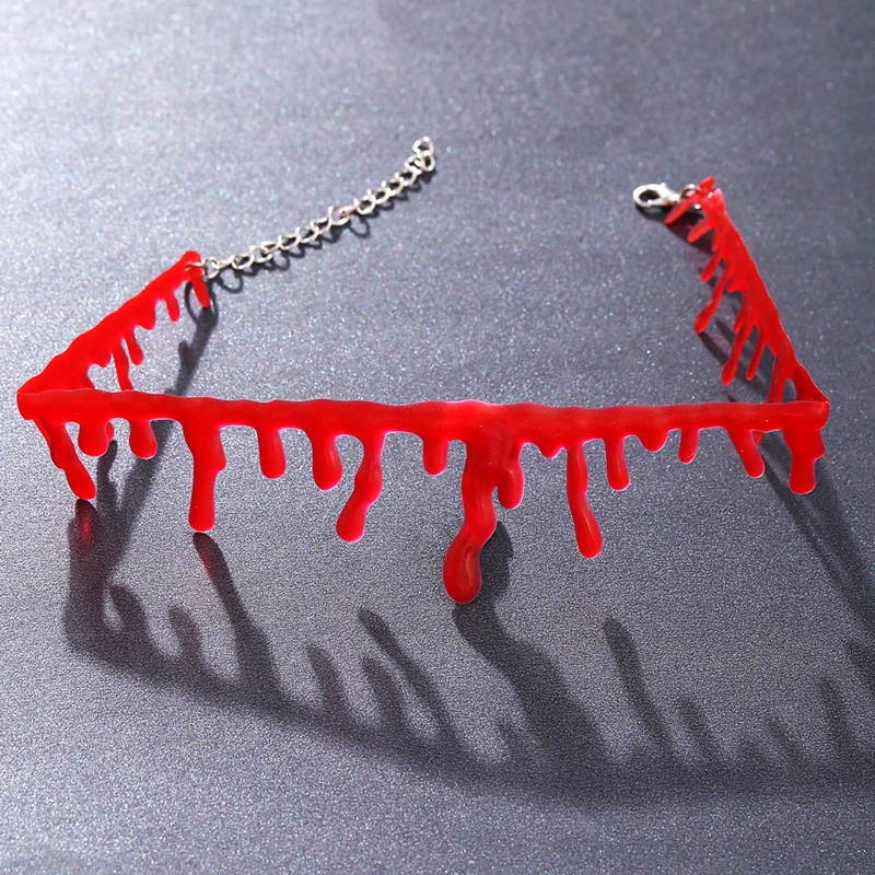 1 Pc Halloween Dekorasi Horror Darah Drip Kalung Darah Palsu Vampir Fancy Joker Choker Kostum Kalung Aksesoris Pesta