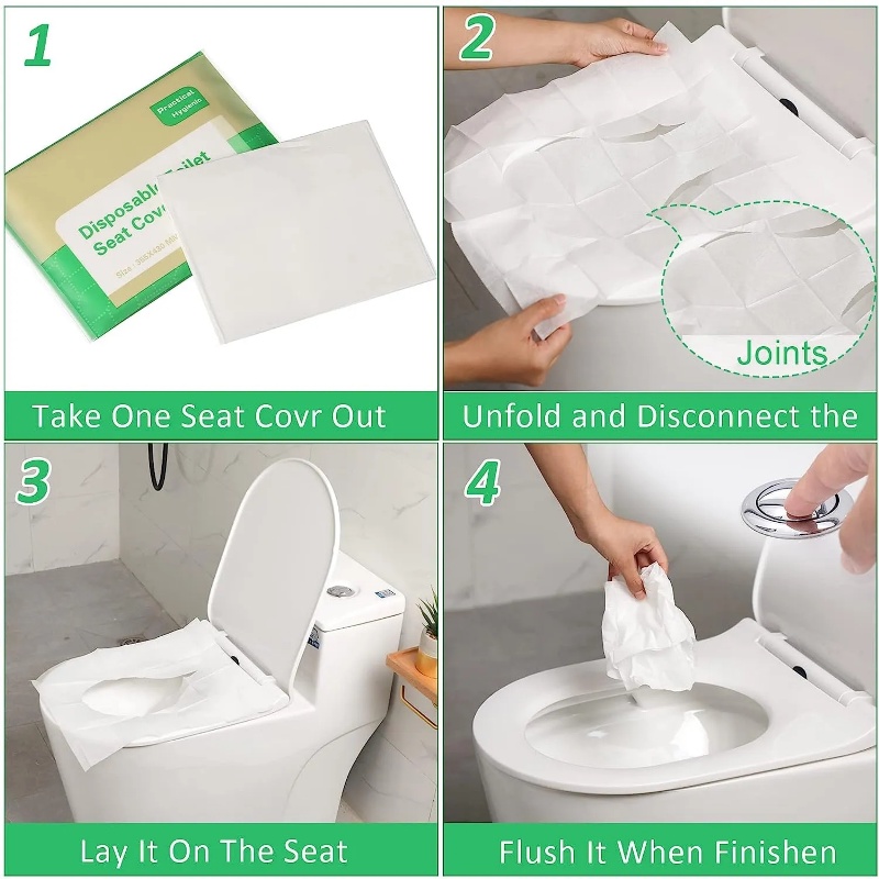 10pcs /Bag Portable Disposable Toilet Seat Cover/ Alas Toilet Air Larut Dalam Nyaman/Travel Aksesoris Kamar Mandi Hotel