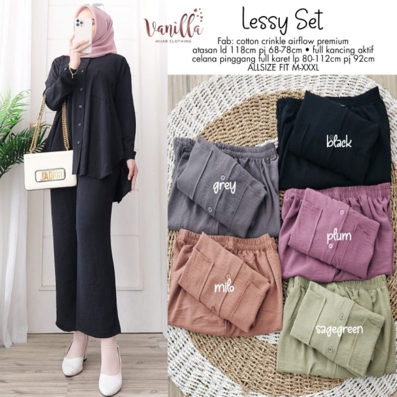 LESSY SET ORI VANILLA | Crinkle Airflow Premium